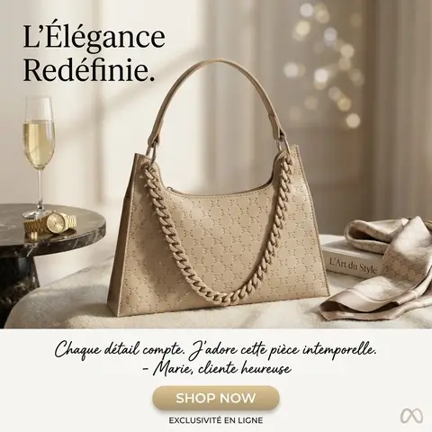 Sac à main / baguette beige avec chaîne décorative — photo 1