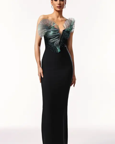 Robe longue noire style sirène — photo 1