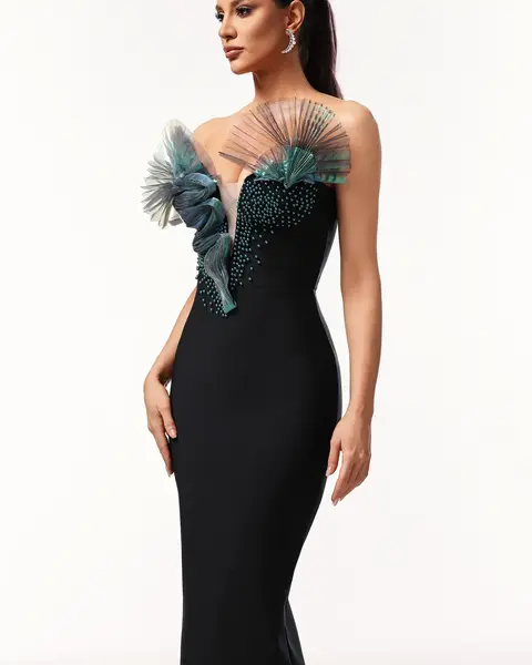 Robe longue noire style sirène — photo 4