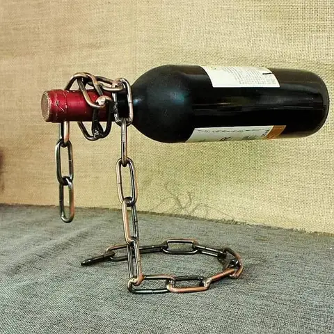 Porte-bouteille de vin suspendu effet chaîne magique — photo 3