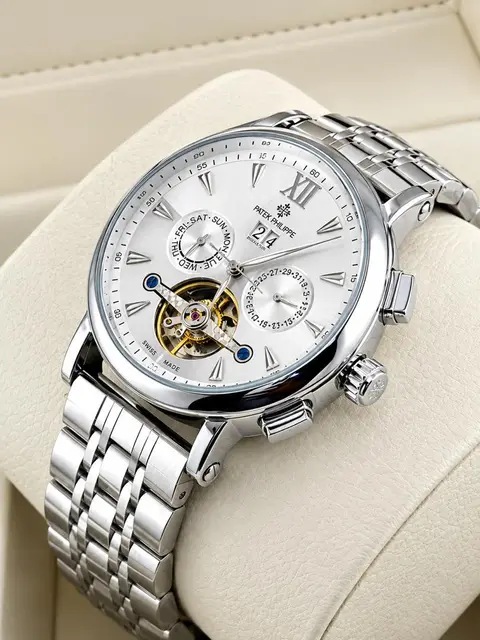 Montre homme Patek Philippe automatique cadran vert bracelet acier — photo 2