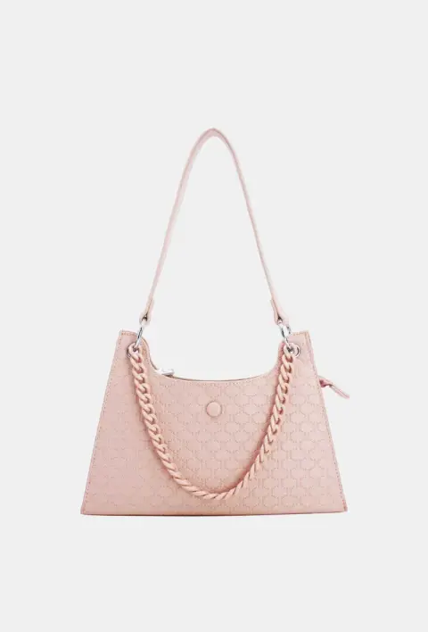 Sac à main / baguette beige avec chaîne décorative — photo 2