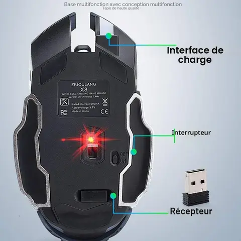Souris sans fil rechargeable LED rétroéclairé Gaming — photo 2