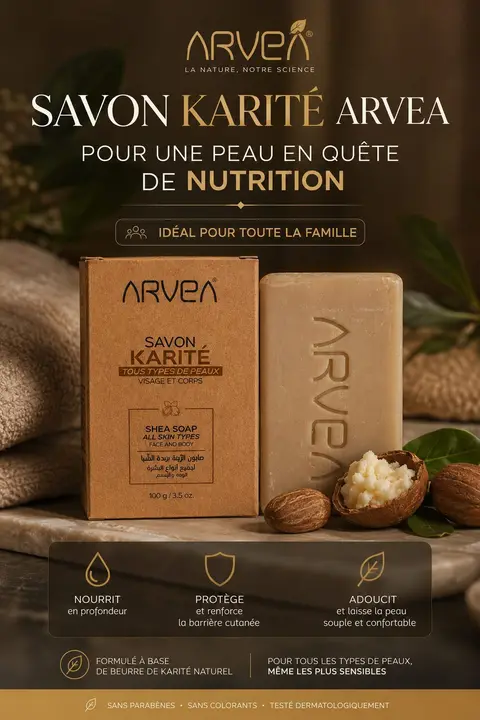 Savon au Karité ARVEA 100g pour visage et corps — photo 2