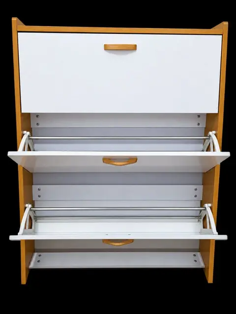 Meuble de rangement 3 tiroirs blanc et bois — photo 4