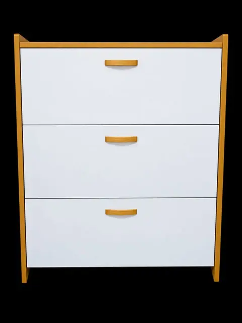 Meuble de rangement 3 tiroirs blanc et bois — photo 1