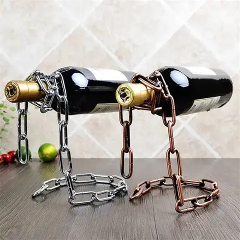 Porte-bouteille de vin suspendu effet chaîne magique — photo 1