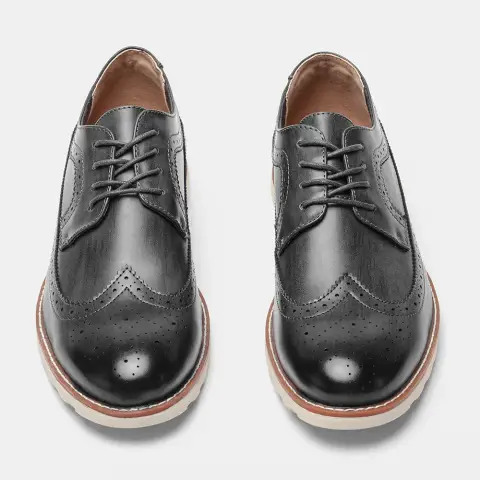 Chaussures de ville marron foncé style brogue pour homme — photo 3