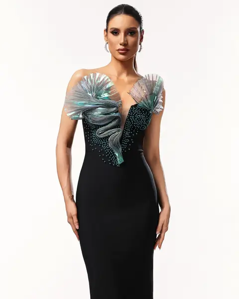 Robe longue noire style sirène — photo 2
